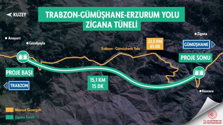Dünyanın 3. Avrupa'nın en uzun çift tüplü tüneli Trabzon'da açıldı