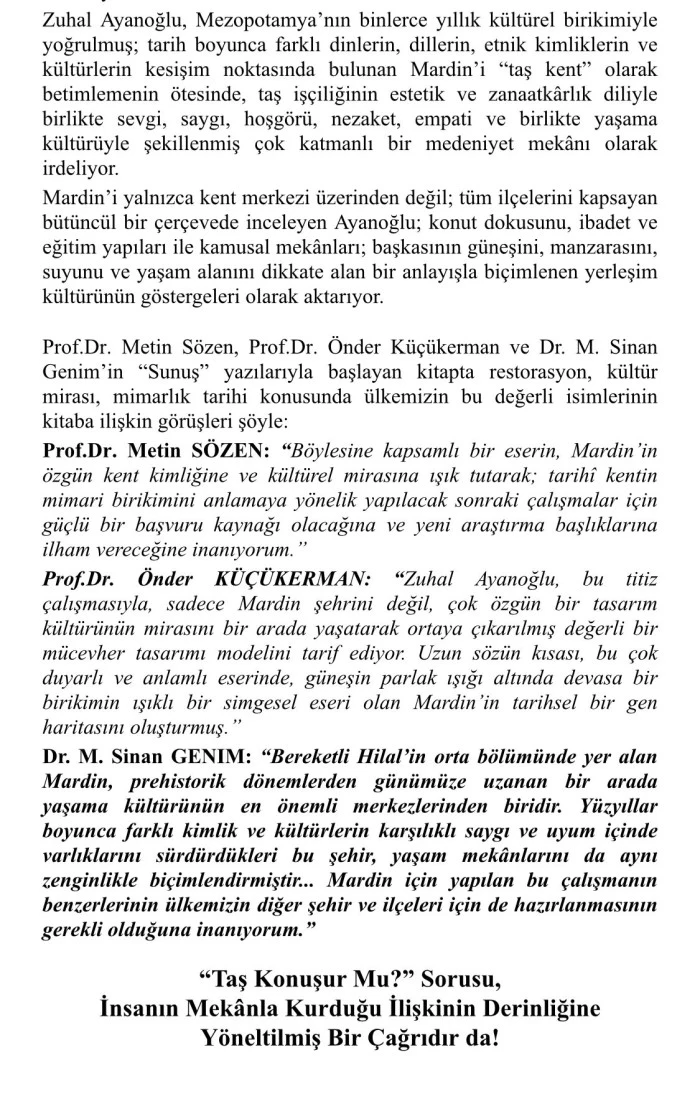 Mardin&rsquo;in Mimari Mirası İstanbul&rsquo;da D&uuml;zenlenecek Etkinlikte Anlatılacak