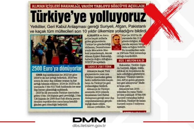 'Almanya Ka&ccedil;ak G&ouml;&ccedil;menleri T&uuml;rkiye'ye g&ouml;nderiyor' iddialarına DMM'den yalanlama