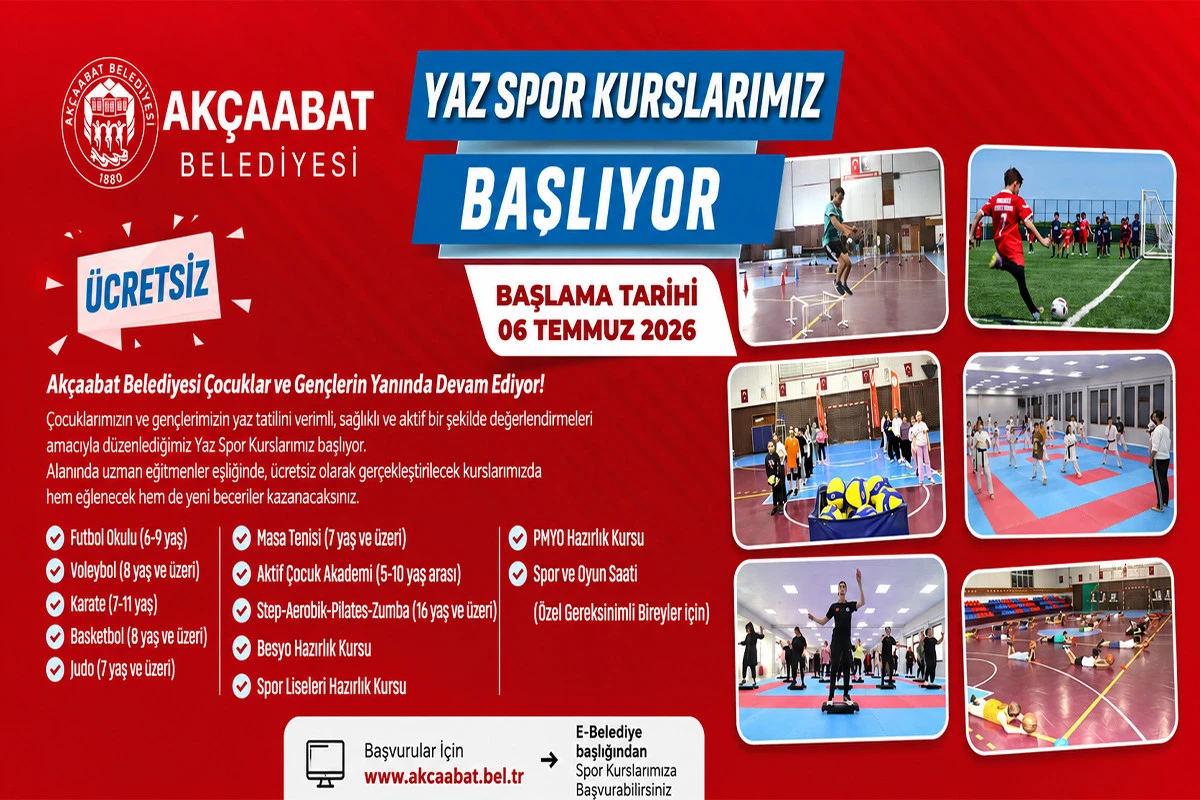 Ak&ccedil;aabat Belediyesi yaz spor kursları i&ccedil;in kayıt s&uuml;recini başlattı
